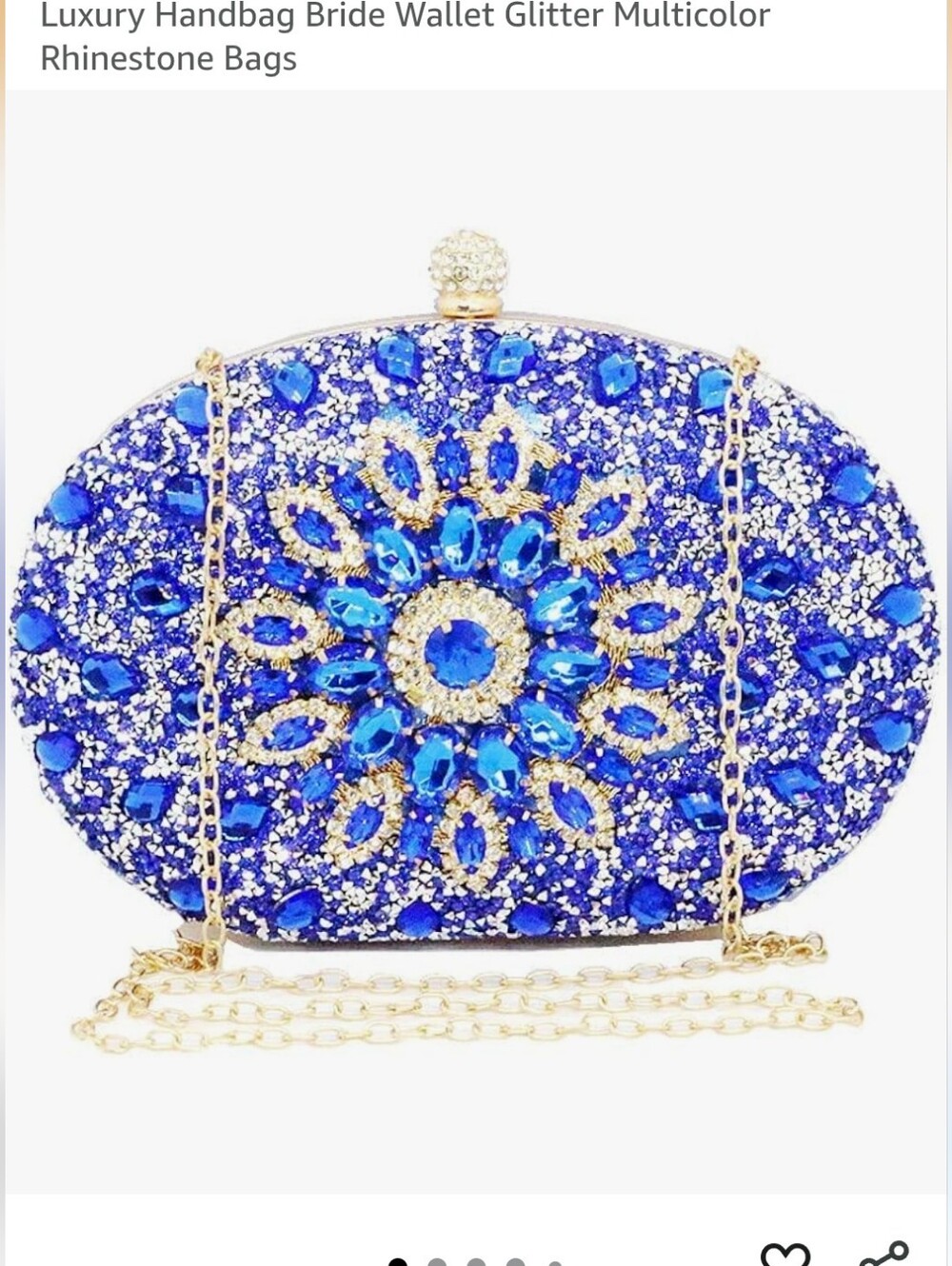 Blue Jeweled Evening Clutch - Elegant Statement Bag
